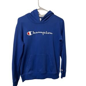 Champion‎ Blue Pullover Hoodie Sweatshirt Youth Large 14/16 Kangaroo Pockets